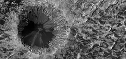 Close view of crater on floor of Danielson, as seen by HiRISE