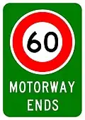 Motorway Ends (60 km/h speed limit)