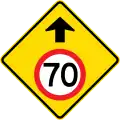 (MR-WDAD-2) Speed Limit Ahead (70 km/h) (used in Western Australia)