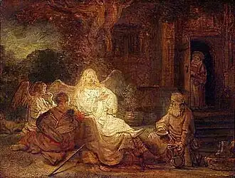 Abraham with three angels, Rembrandt