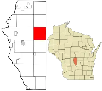Location in Adams County and the state of Wisconsin.