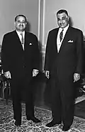 Adnan Al-Hakim meeting Jamal Abdel Nasser in Cairo, Egypt.