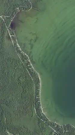 Aerial view of the community of North Bay and residential developments to the south