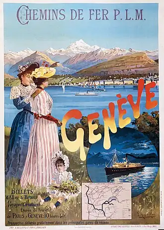 1895 PLM poster by Hugo d'Alesi for the promotion of the Geneva region