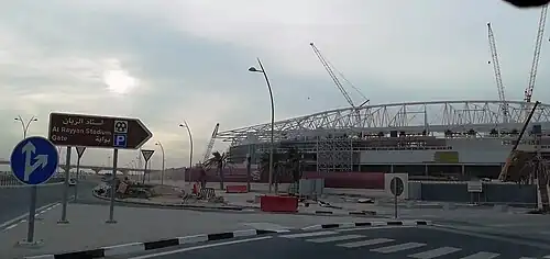 The under-construction Al Rayyan Stadium in 2019. It is planned to be used as a venue for the 2022 FIFA World Cup.