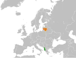 Map indicating locations of Albania and Lithuania