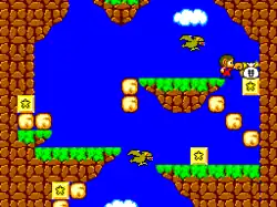 A screenshot from the video game Alex Kidd in Miracle World.