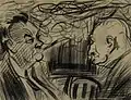 "Two Men in a Cafe´", 1930s-1940s, chalk