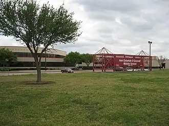 Ann Osterloh O'Donnell Middle School is at Alief-Clodine Road and Howell Sugar Land Road. The school is part of Alief Independent School District.