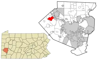 Location in Allegheny County and state of Pennsylvania