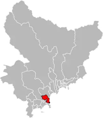 Situation of the canton of Antibes-3 in the department of Alpes-Maritimes