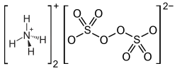 Structural formulas of two ammonium cations and one peroxydisulfate anion
