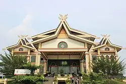 Anjung Seni Idrus Tintin in Pekanbaru with exaggerated Malay houses architecture