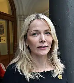 An image of Anna Malmhake at the history marketing summit in Stockholm