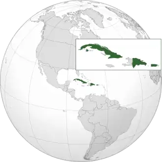 Map of Cuba, Dominican Republic, and Puerto Rico as part of an Antillean Confederation
