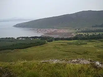 A bay on the left, coastline on the right