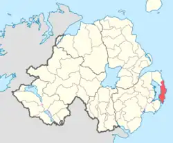 Location of Ards Upper, County Down, Northern Ireland.