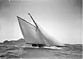 Ariki sailing in rough weather off the coast of Motukorea in 1912