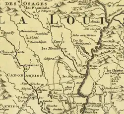 Image 6A map of the region in Louisiana, 1687 (from History of Arkansas)