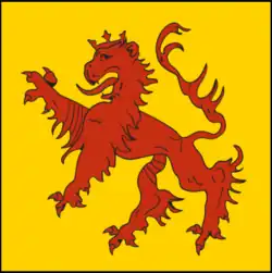 The flag of medieval Alexandretta, a port city of Armenian Kingdom of Cilicia, as shown on the Catalan Atlas, now modern İskenderun (1375)