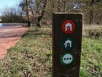 Markers for different ways in Armentia park