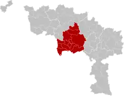 Location of the arrondissement in Hainaut