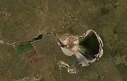 Enbekshilder to the north of the lake Sentinel-2 image.