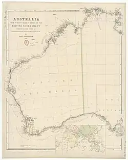 Arrowsmith's 1838 map of Australia, using the 129° E. meridian.