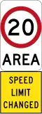 New 20 km/h Speed Limit Area (used in South Australia)