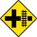 (W7-13) Railway Level Crossing on Crossroad (right)