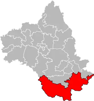 Situation of the canton of Causses-Rougiers in the department of Aveyron