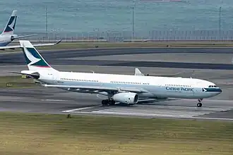 An A330-343 (B-LBB) with the We are flying the 1000th A330 special livery decal