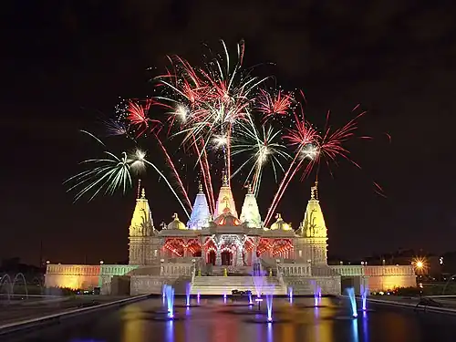 Diwali firework celebrations at the mandir[31]