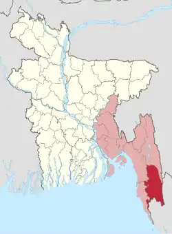 Location of Bandarban in Bangladesh