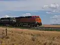 A BNSF Railway train near Dewey
