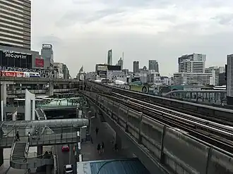 View of Pathumwan Skywalk from National Stadium station.