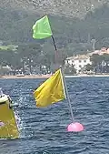 A buoy used as turn marker for sailing races.