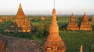 Bagan temples at sunset