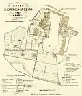 Map of the Bakhchysarai garden and palace, 1855