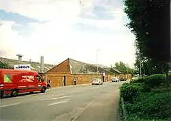 A former work shed in Banbury's Tramway Estate, opposite Morrison's supermarket in 2011. It is now used by Lazercraft, Wacky Wardrobe and Swan Foundry. It was built in about 1880 and was part of the former Britannia Works complex.