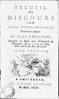 Recueil de discours sur diverses matieres importantes, 1731
