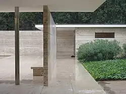 View towards annex showing cantilevered roof-slabs