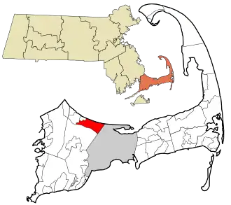 Location in Barnstable County and the state of Massachusetts.