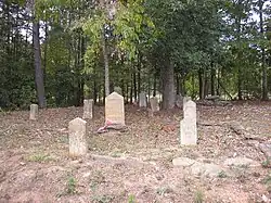 Chapman Family Cemetery near the Basket Creek Cemetery, with a white burial section