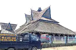 The house of the chief of a village in Kabanjahe shows the vernacular architecture of Karo people, Indonesia.