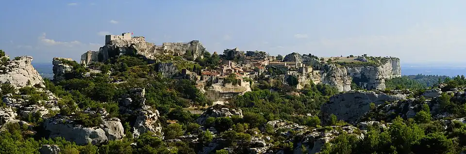 View of the village and its castle from the northwest