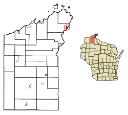 Location of Bayfield in Bayfield County, Wisconsin.