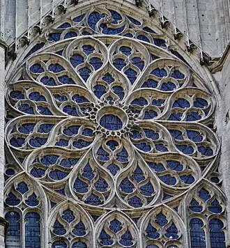 Flamboyant north transept rose of Beauvais Cathedral (16th c.)