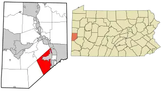 Location in Beaver County and state of Pennsylvania