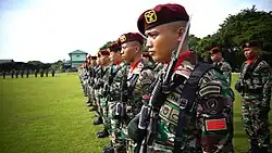 Soldiers of the Army Aviation Center wearing the Indonesian MultiCam